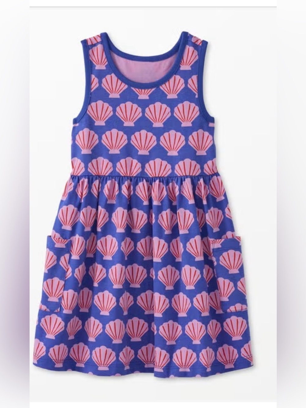 💚 2 for $45 Like New Hanna Andersson Blue Purple Red Seashell Tank Dress Size 12